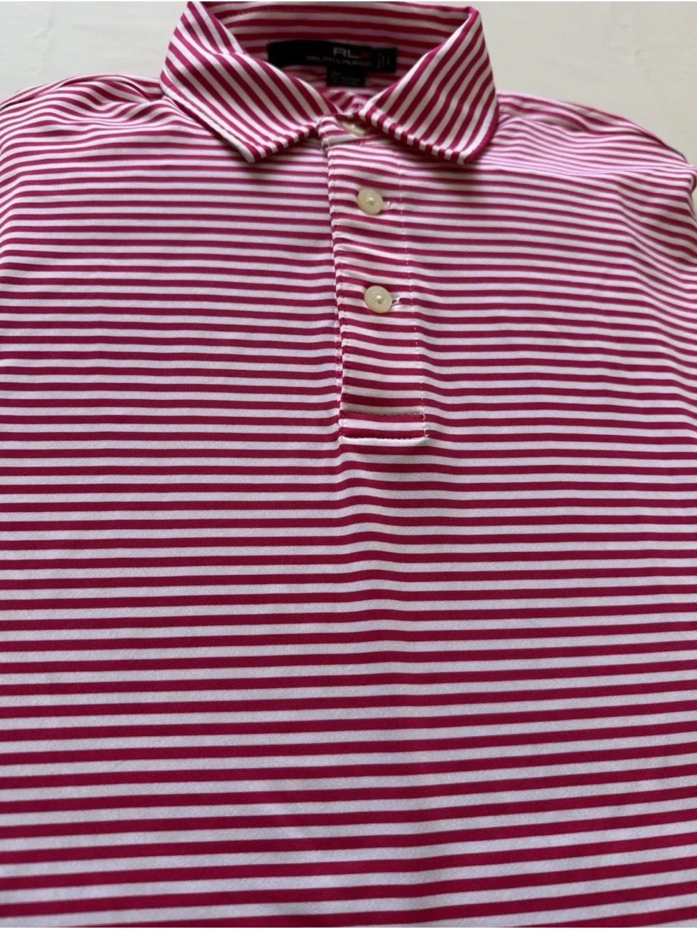 Ralph Lauren RLX Performance Golf Polo with Embroidered Sleeve Logo - Red/White
